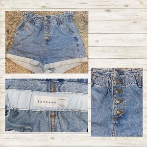 🌵 Topshop high denim button up shorts size 8